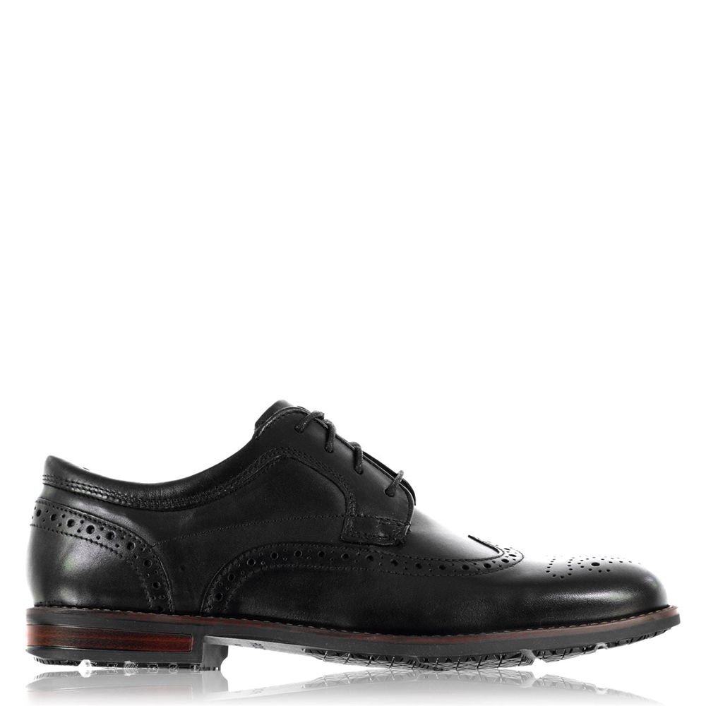 Sapatos Oxford Homem Rockport Wing Pretas,Portugal HTNYL-7529